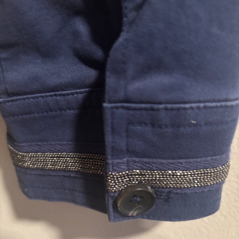 Boden Blue Denim Military collared women jacket with Embellished stripe - Picture 6 of 15